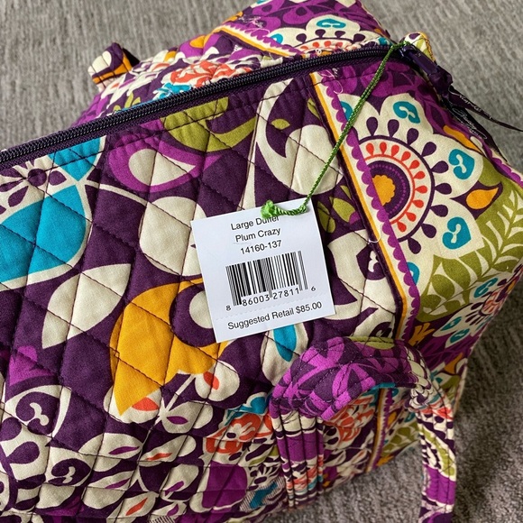 Vera Bradley Plum Crazy Paisley Pattern Large Travel Duffel - Picture 5 of 6